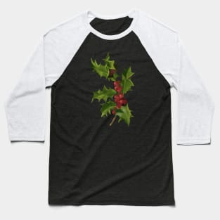 Vintage Christmas Berries Botanical Illustration Baseball T-Shirt